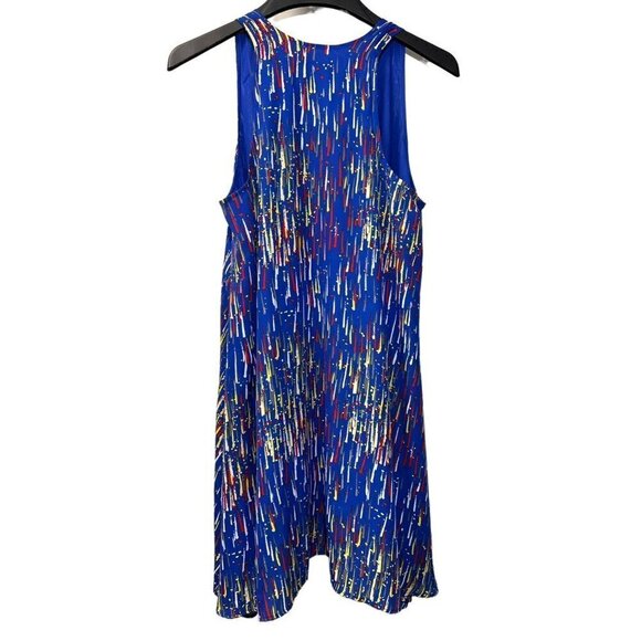 Sincerely Mary Sharkbite Hem‎ Sleeveless A-Line Dress Blue Paint Splash Size M/L - Picture 7 of 12